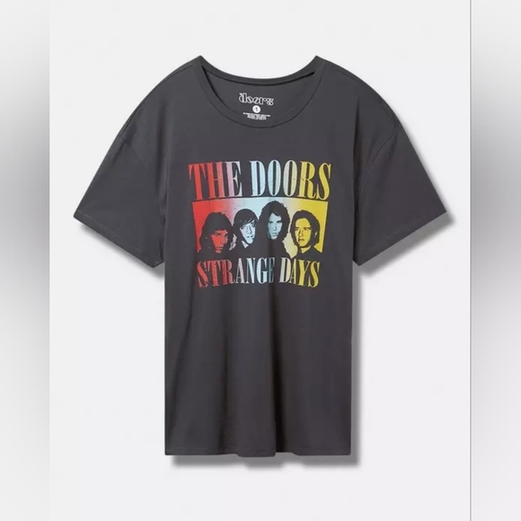 Torrid The Doors Fringe Back Relaxed Fit Tee Vintage Black Gray 2x 18/20 New - Picture 3 of 11